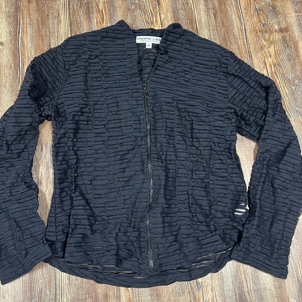Vintage 90s Black mesh zip up jacket